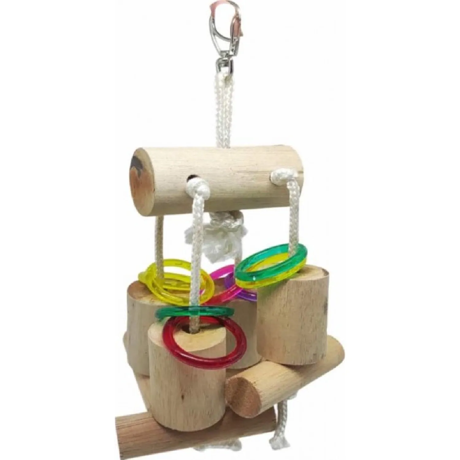 Brinquedo Cordao Pingente 8 Argolas para Papagaio